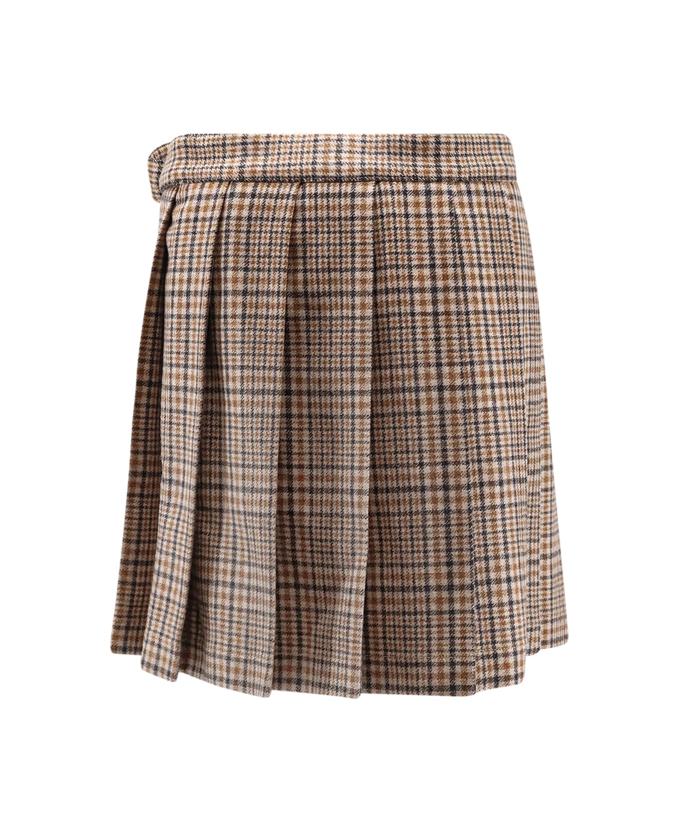 Brunello Cucinelli Madras Virgin Wool Kilt - Beige