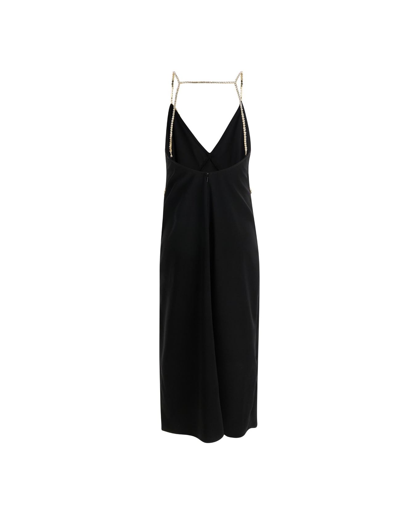 Liu-Jo Black Midi Dress With Rhinestone Straps In Crepe Fabric Woman Liu-Jo - BLACK ワンピース＆ドレス