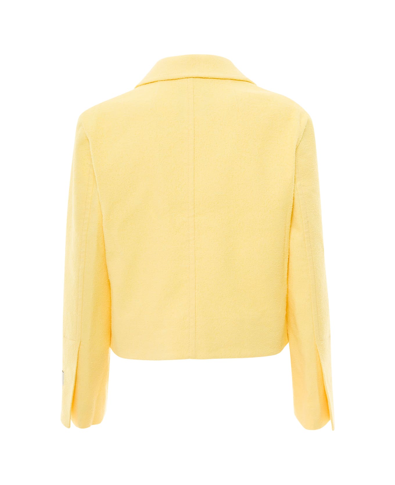Patou Yellow Jacket With Branded Buttons In Cotton Blend Tweed Woman - Yellow
