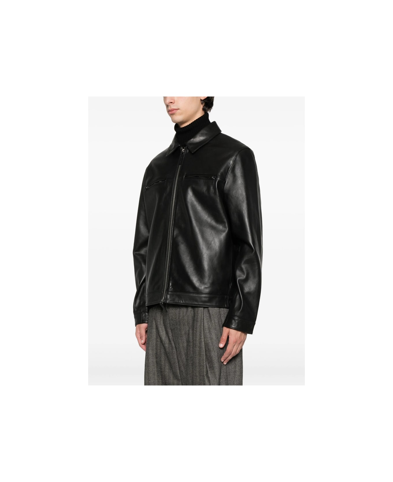 Calvin Klein Leather Outerwear - BLACK