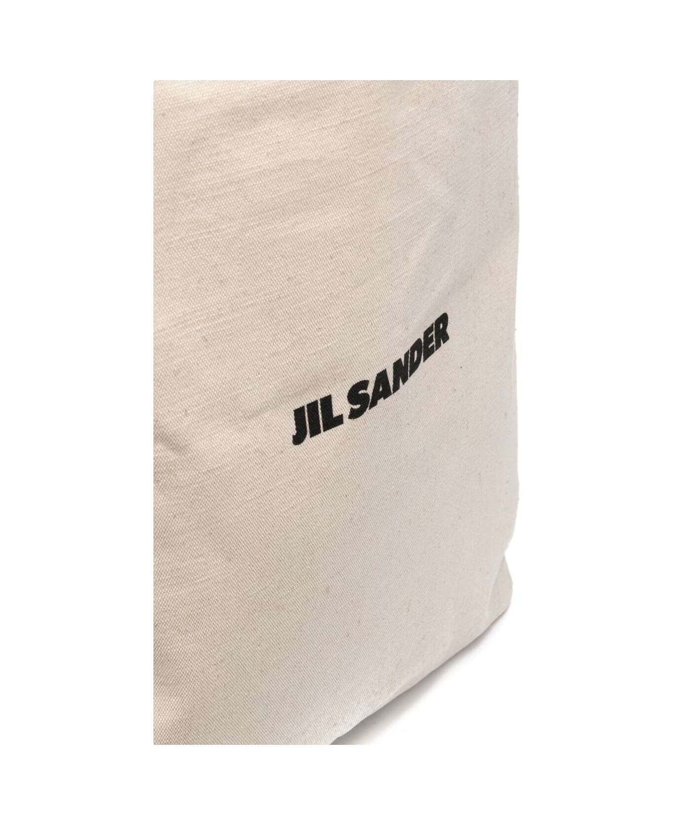 Jil Sander White Tote Bag With Logo Print In Canvas Woman - Beige トートバッグ