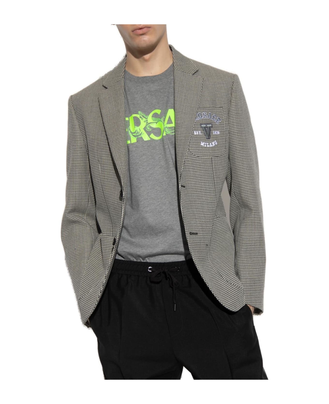 Versace Single-breasted Logo Embroidered Blazer