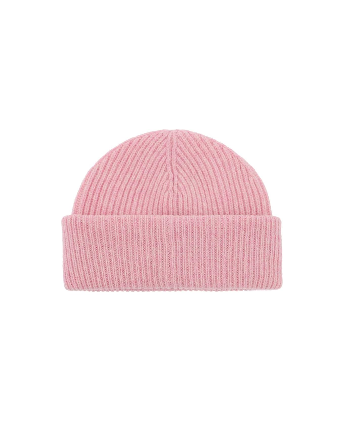 Ganni Pink Wool Blend Cap - MAUVE CHALK (Pink)
