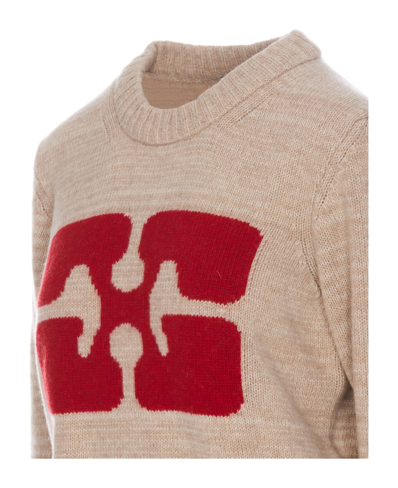 Ganni Graphic Butterfly Sweater - Pale Khaki ニットウェア