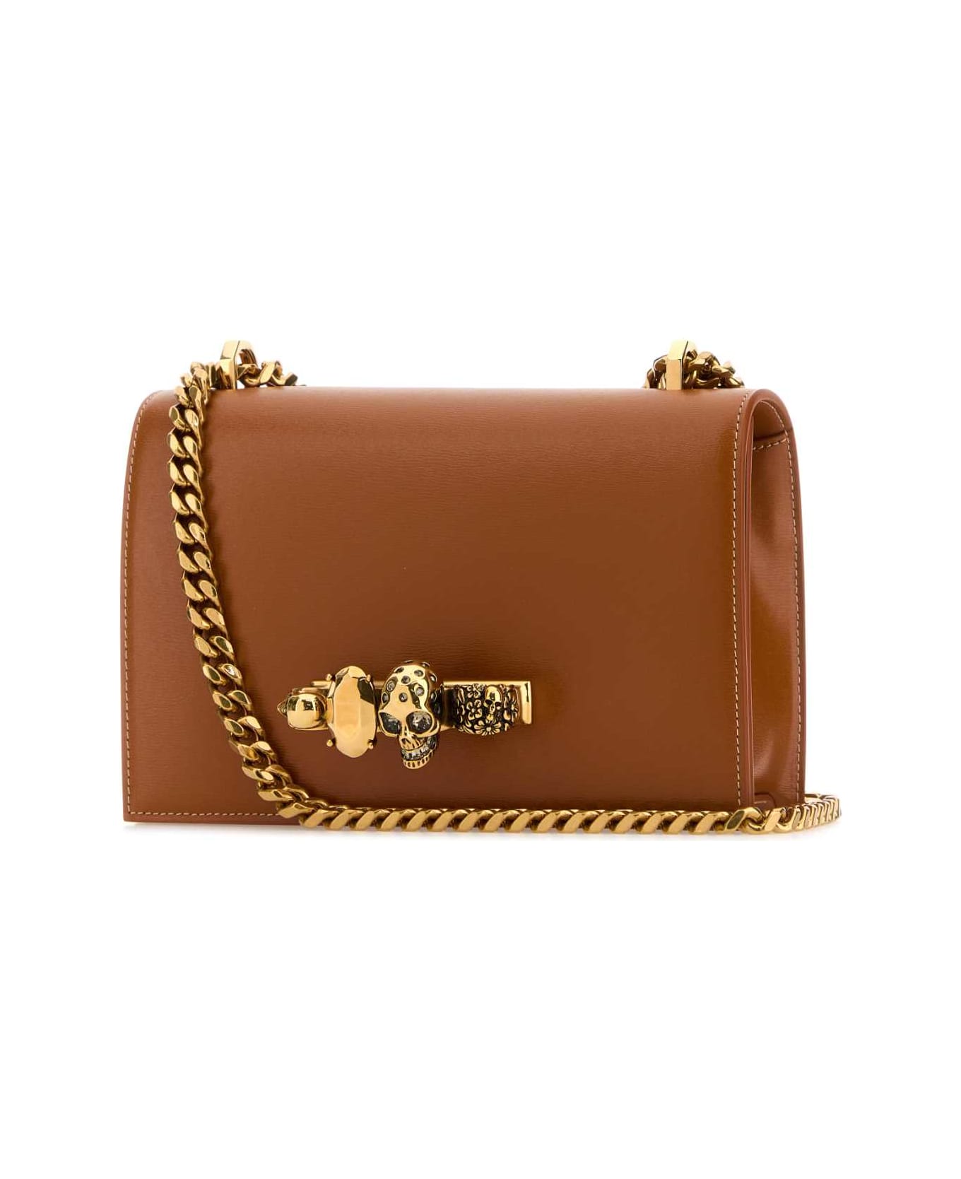 Alexander McQueen Caramel Leather Jewelled Satchel Shoulder Bag - CARAMELTAN