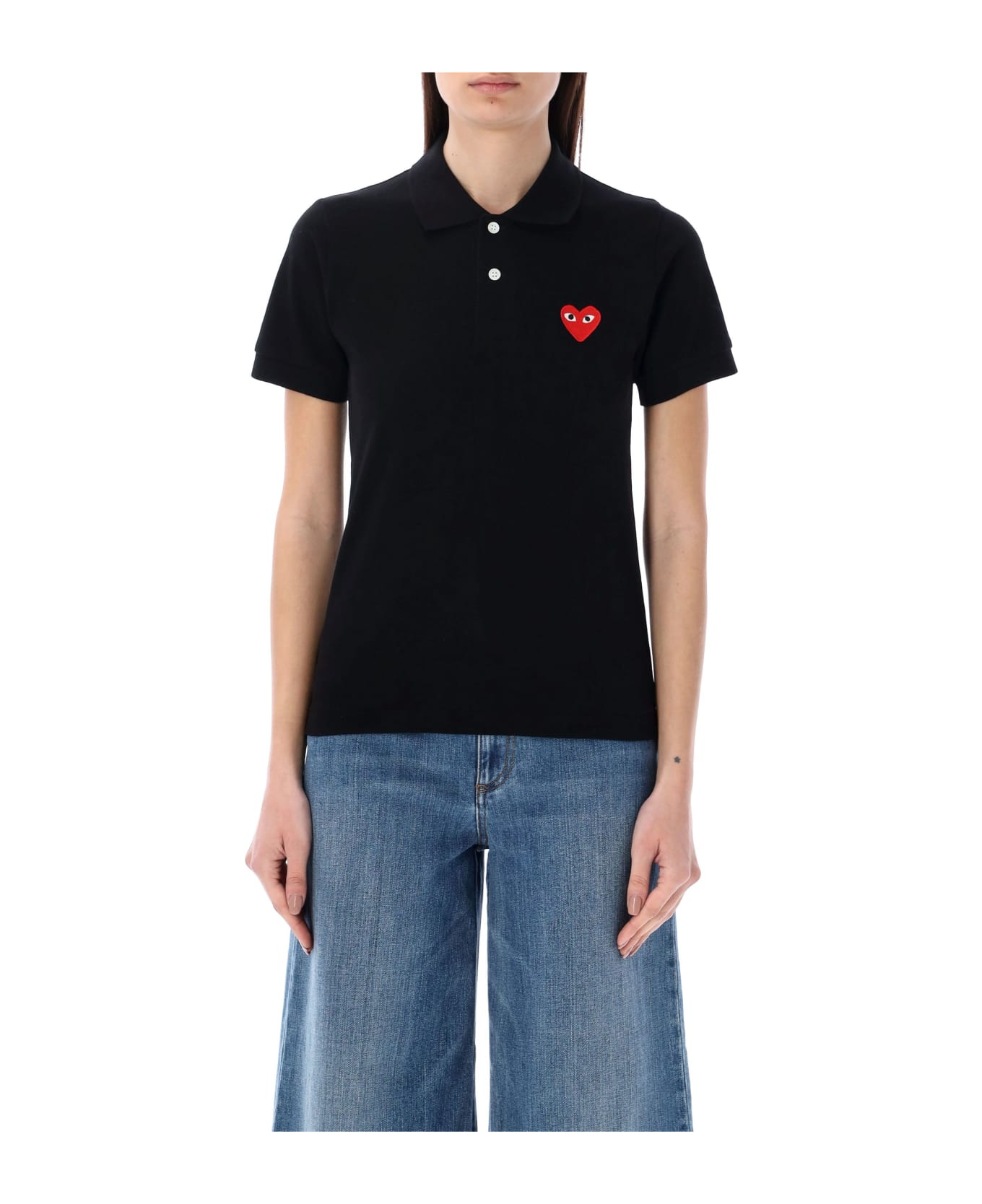 Comme des Garçons Play Red Heart Polo Shirt - BLACK ポロシャツ