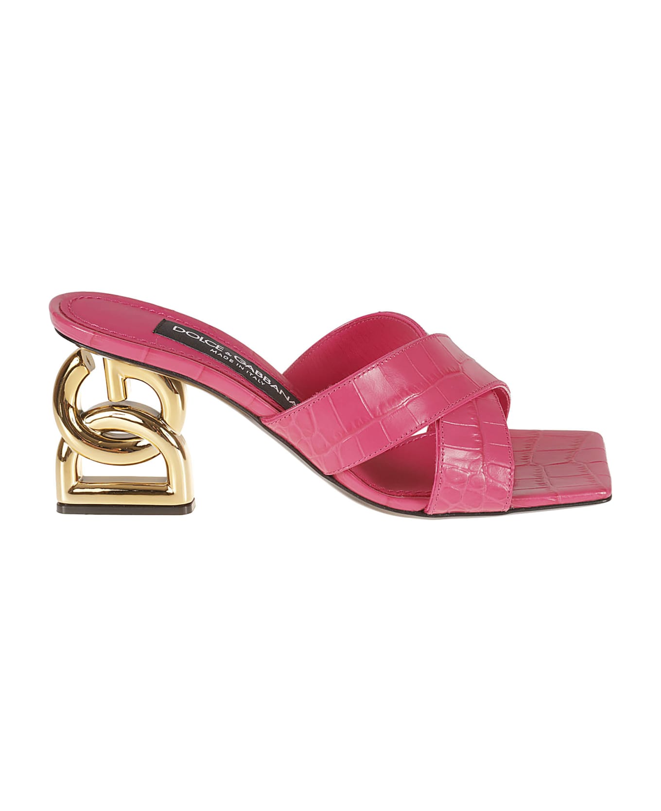 Dolce & Gabbana Logo Heel Sliders - CICLAMINO/GERANIO