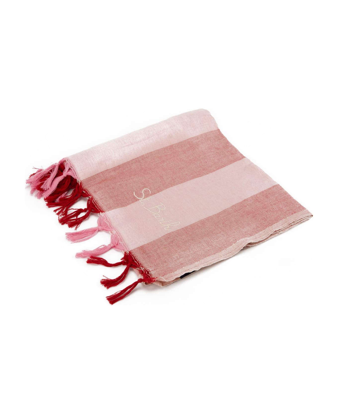 MC2 Saint Barth Saint Barth Striped Pink Cotton Beach Towel - Rosa