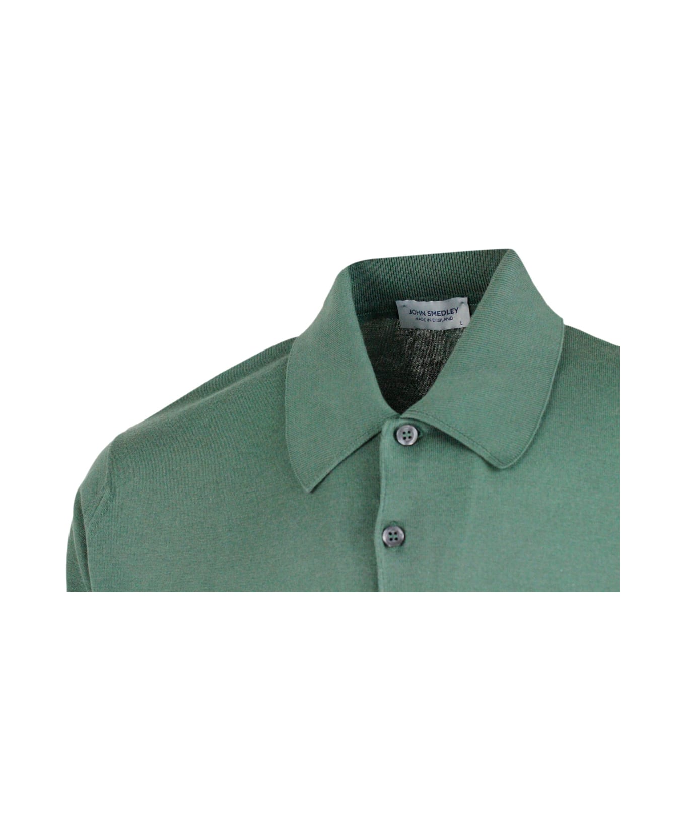 John Smedley Short-sleeved Polo Shirt In Extra-fine Cotton Thread With Three Buttons - Green ポロシャツ