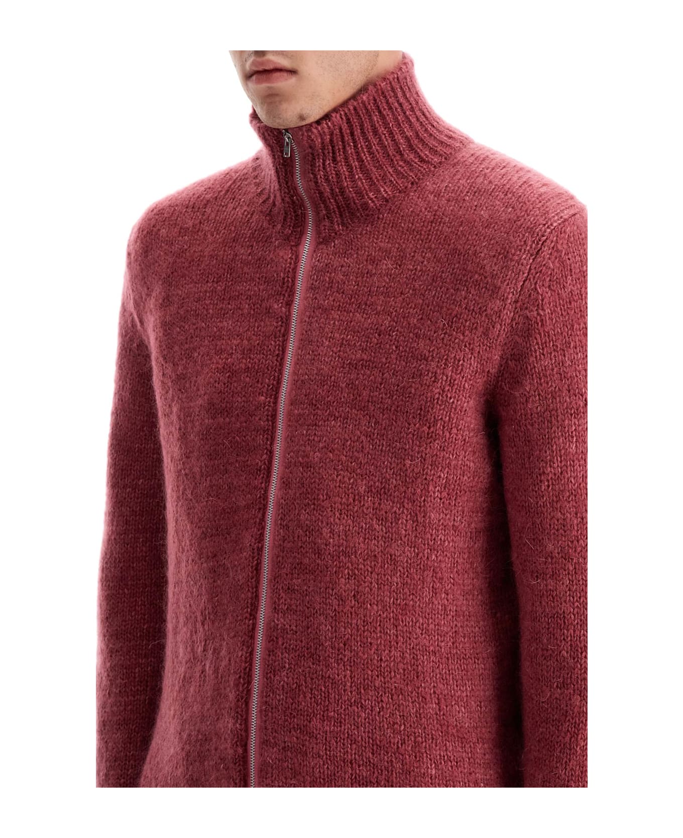 Our Legacy Neck Cardigan With Zipper And Fun - UNCUT RUBY SOFTEST MOHAIR SILK (Pink)