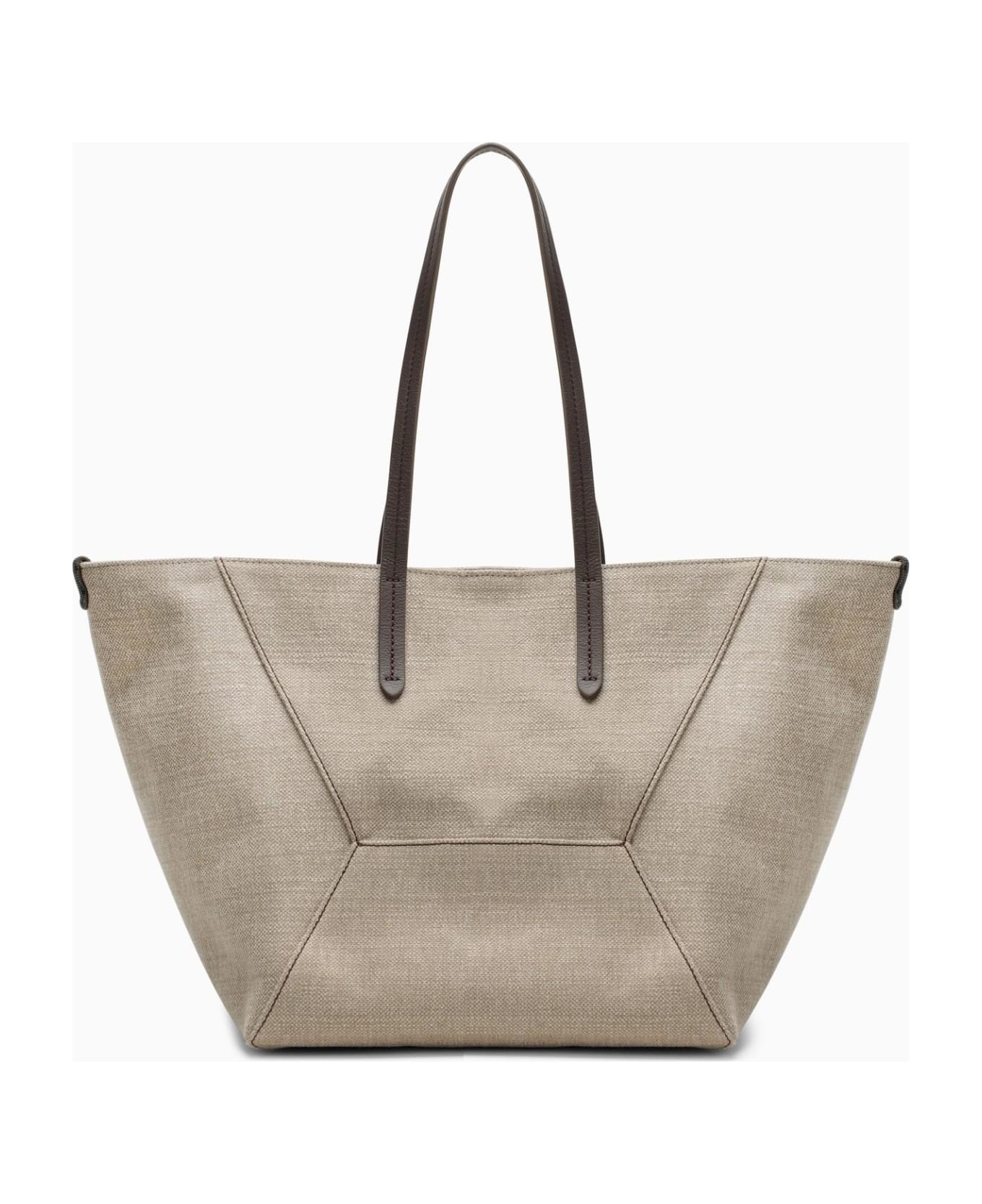 Brunello Cucinelli Rope-coloured Shopper Bag In Cotton And Linen - Yellow Cream トートバッグ