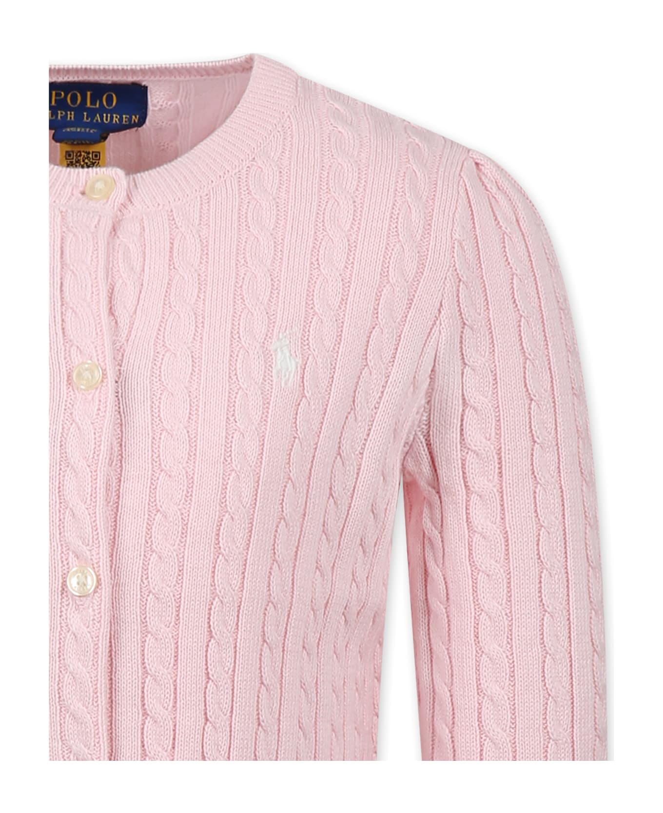 Ralph Lauren Pink Cardigan For Girl Wih Horse - Pink