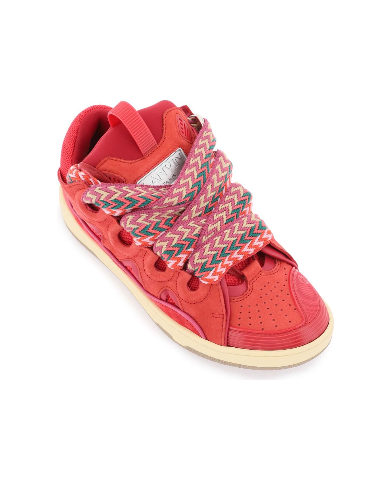 Lanvin Curb Sneakers In Fuxia Suede And Leather - Fuchsia