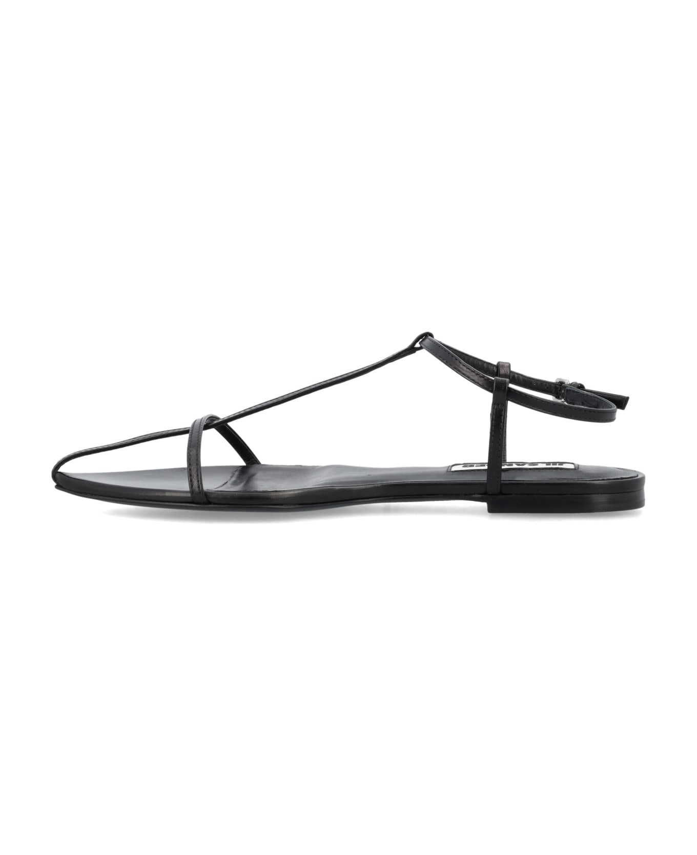 Jil Sander Tripon Leather Flat Sandals - black