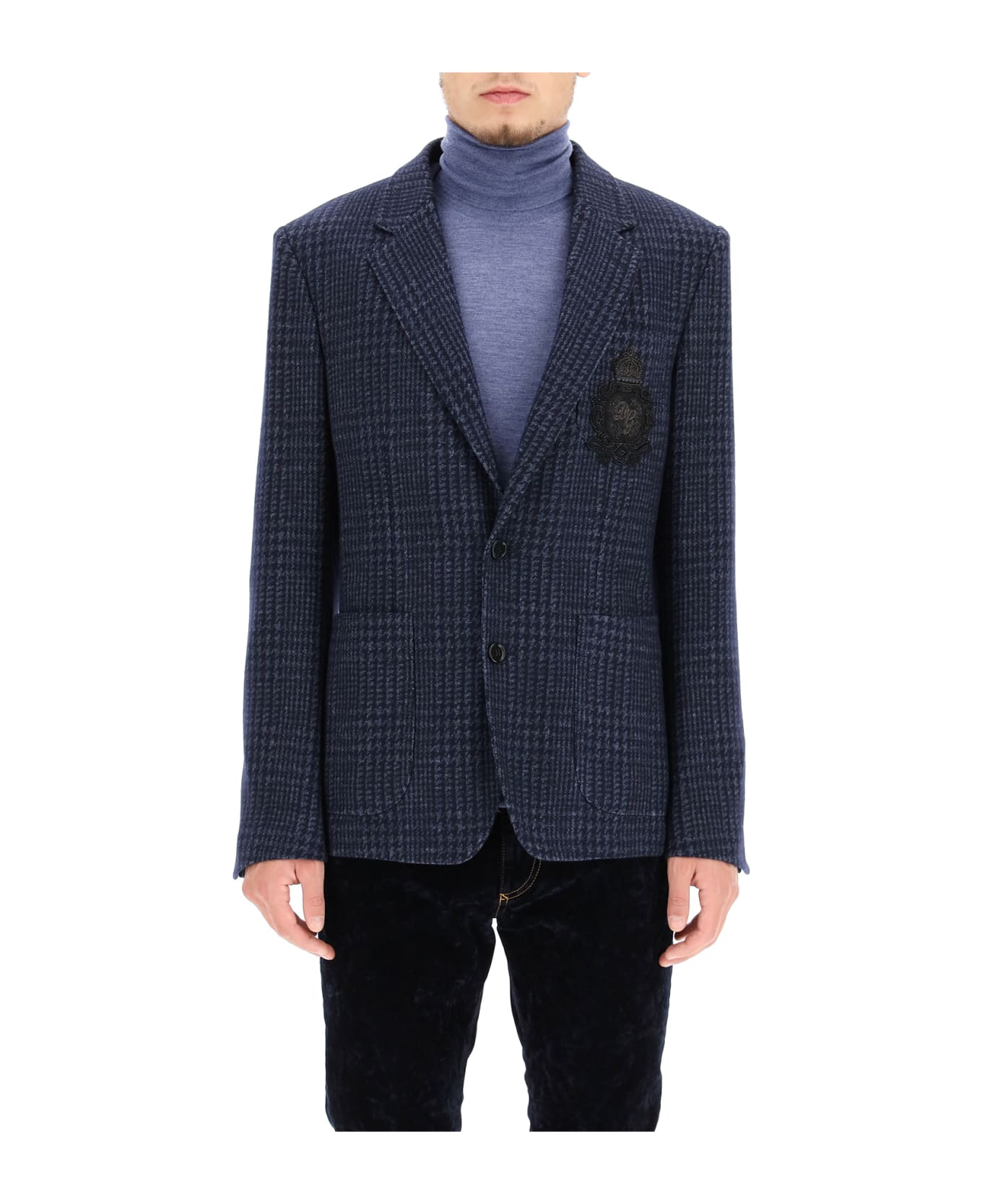 Dolce & Gabbana Tailored Blazer In Tartan Wool - FANTASIA (NON STAMPA (Blue)