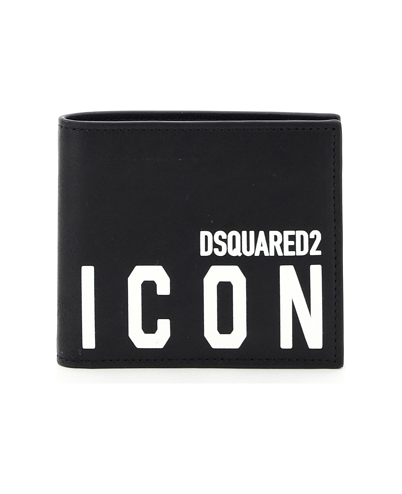 Dsquared2 Icon Print Leather Wallet - NERO BIANCO