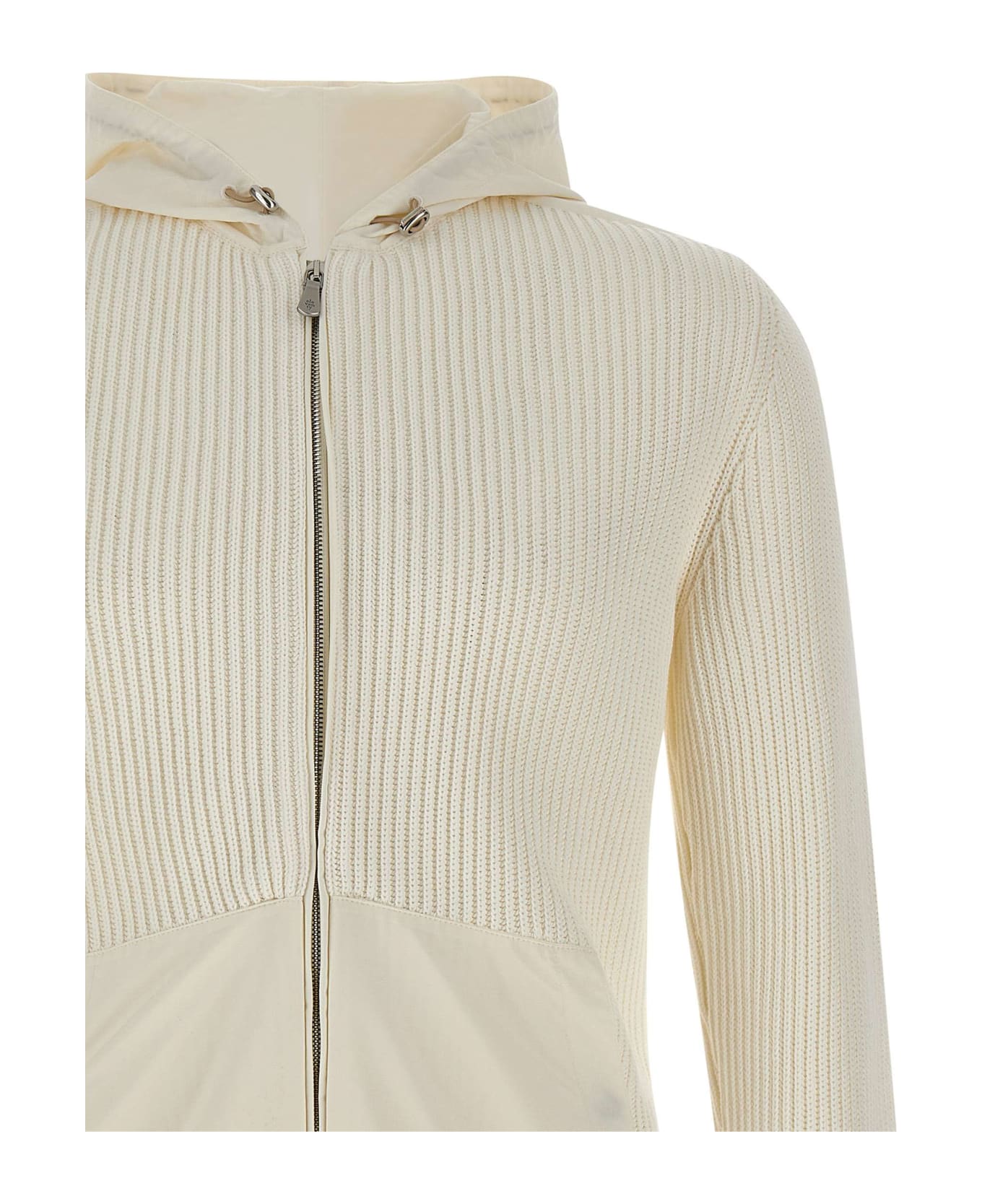 Eleventy Bi-material Fabric Jacket - WHITE
