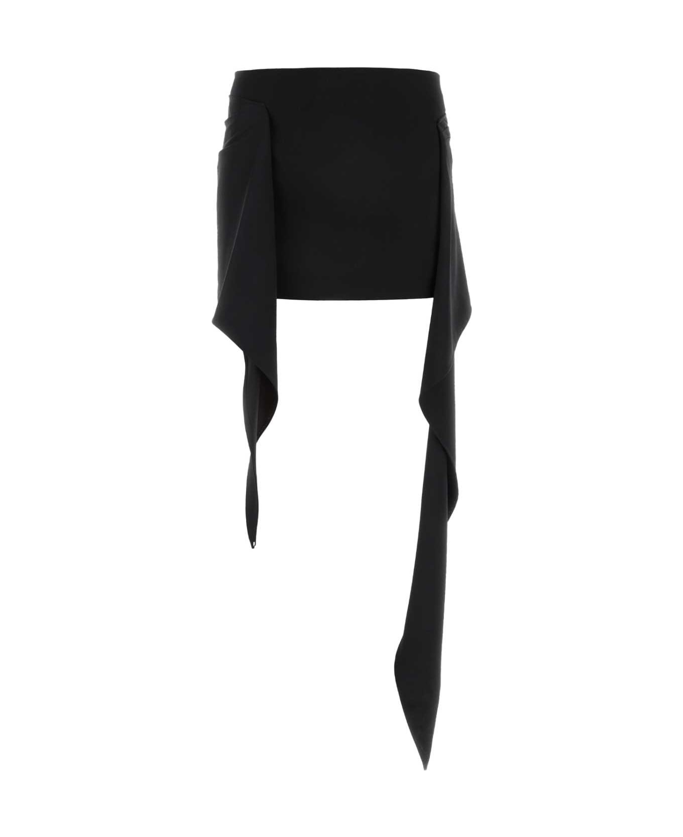 The Attico Black Wool Blend Riley Mini Skirt - Black