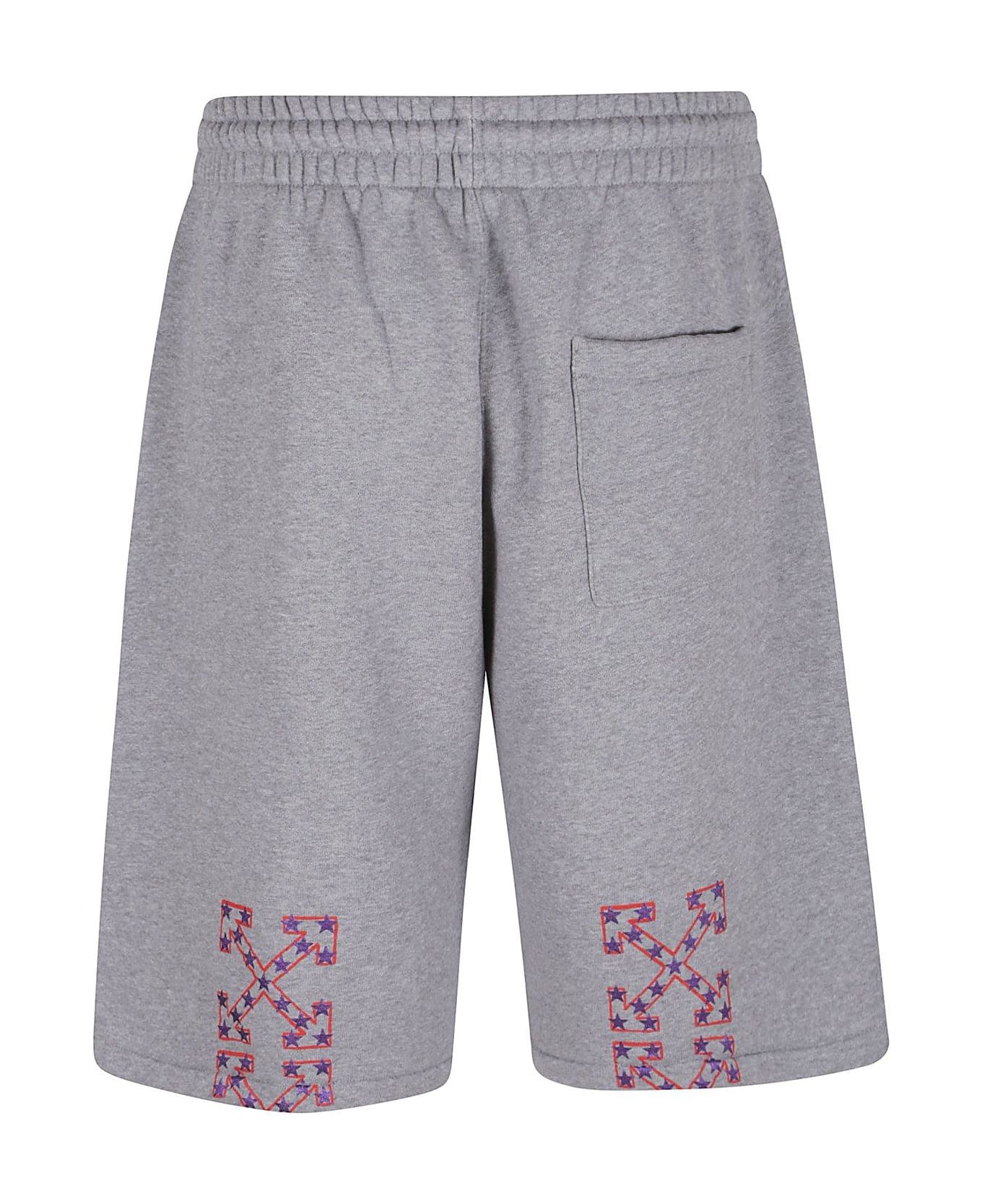 Off-White Logo Printed Drawstring Shorts - Grey Melange
