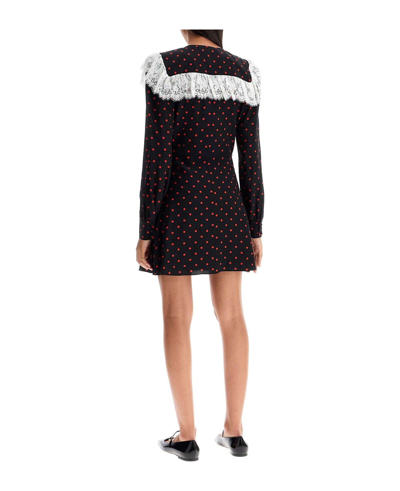 Alessandra Rich 'silk Polka Dot Mini Dress - BLACK-RED (Black)