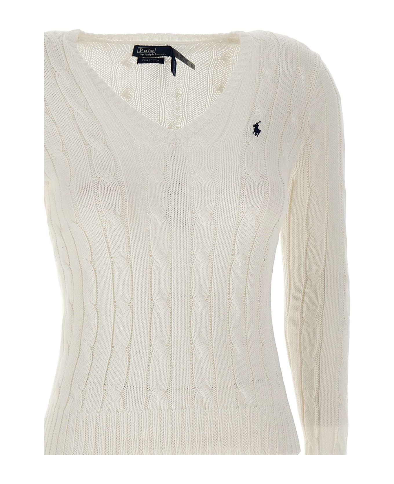 Polo Ralph Lauren "classic" Pima Cotton Sweater - WHITE
