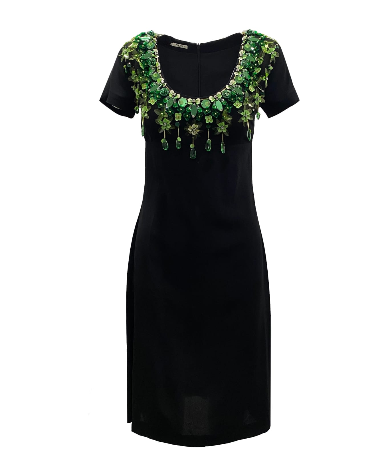 Miu Miu Floral Embellished Dress - Black