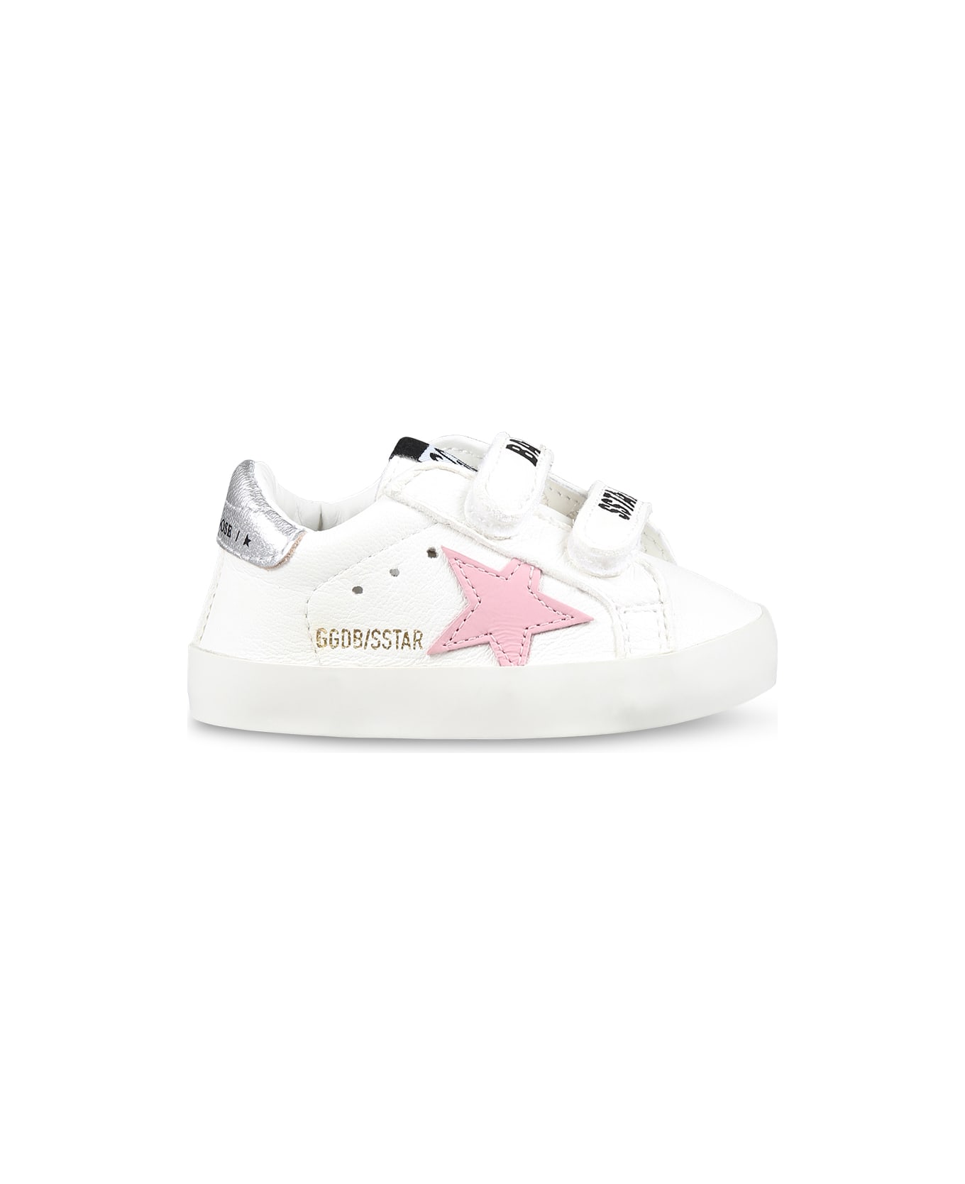 Golden Goose White Sneakers For Baby Girl With Star - White/Pink/Silver