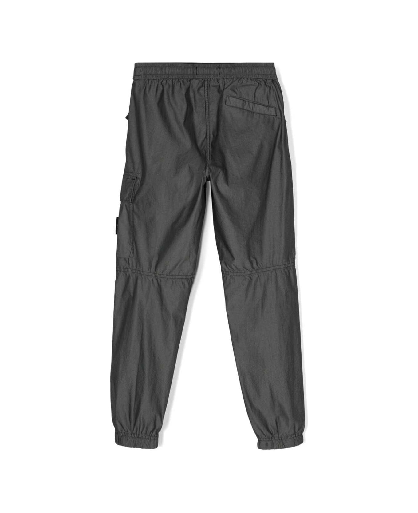 Stone Island Junior Grey Cargo Pants In Cotton Blend Woman - Black ボトムス