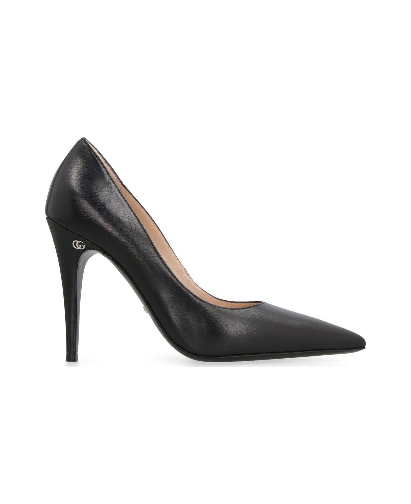 Gucci Logo Detailed Pointed-toe Pumps - Black