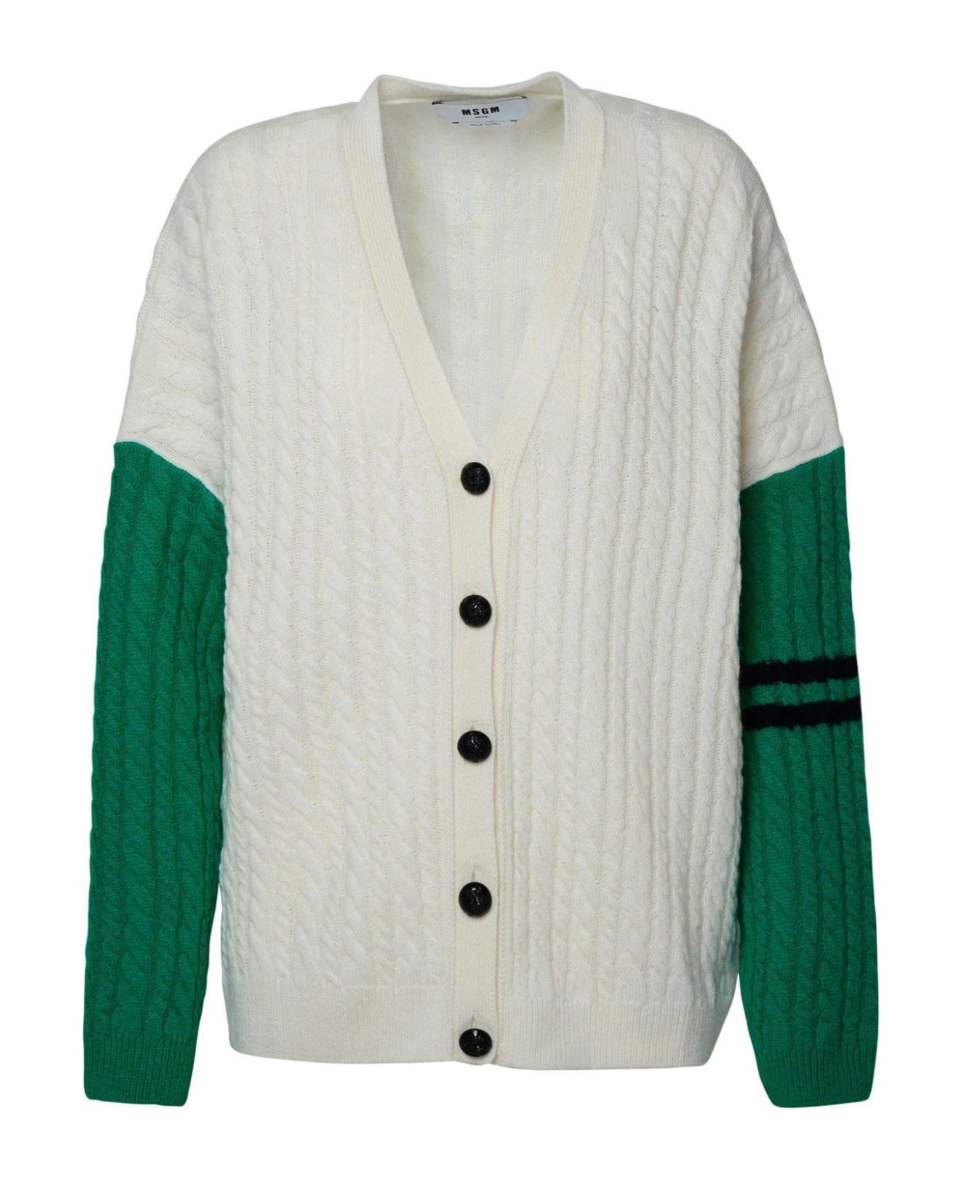 MSGM Ivory Cashmere Blend Cardigan - White