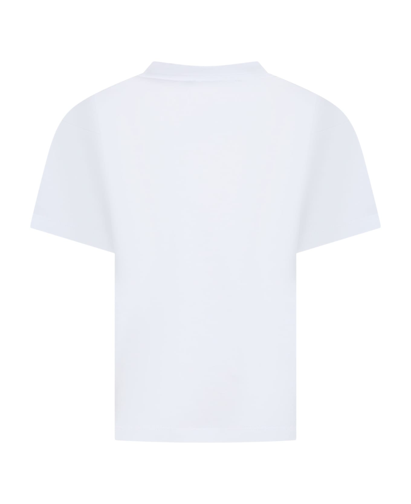 Balmain White T-shirt For Girl With Logo - White/fuchsia