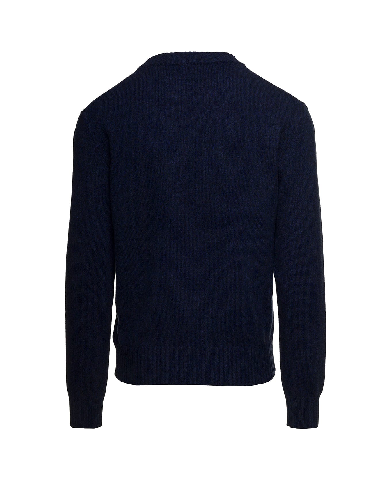 Ami Alexandre Mattiussi Blue Crewneck Sweater With Ribbed Trim In Cashmere And Wool Man - Blu