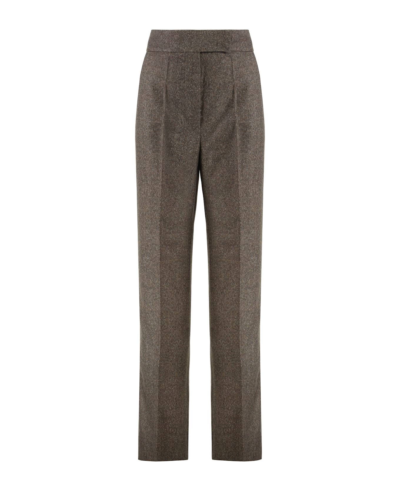 Max Mara Wide Wool Flannel Trousers - brown