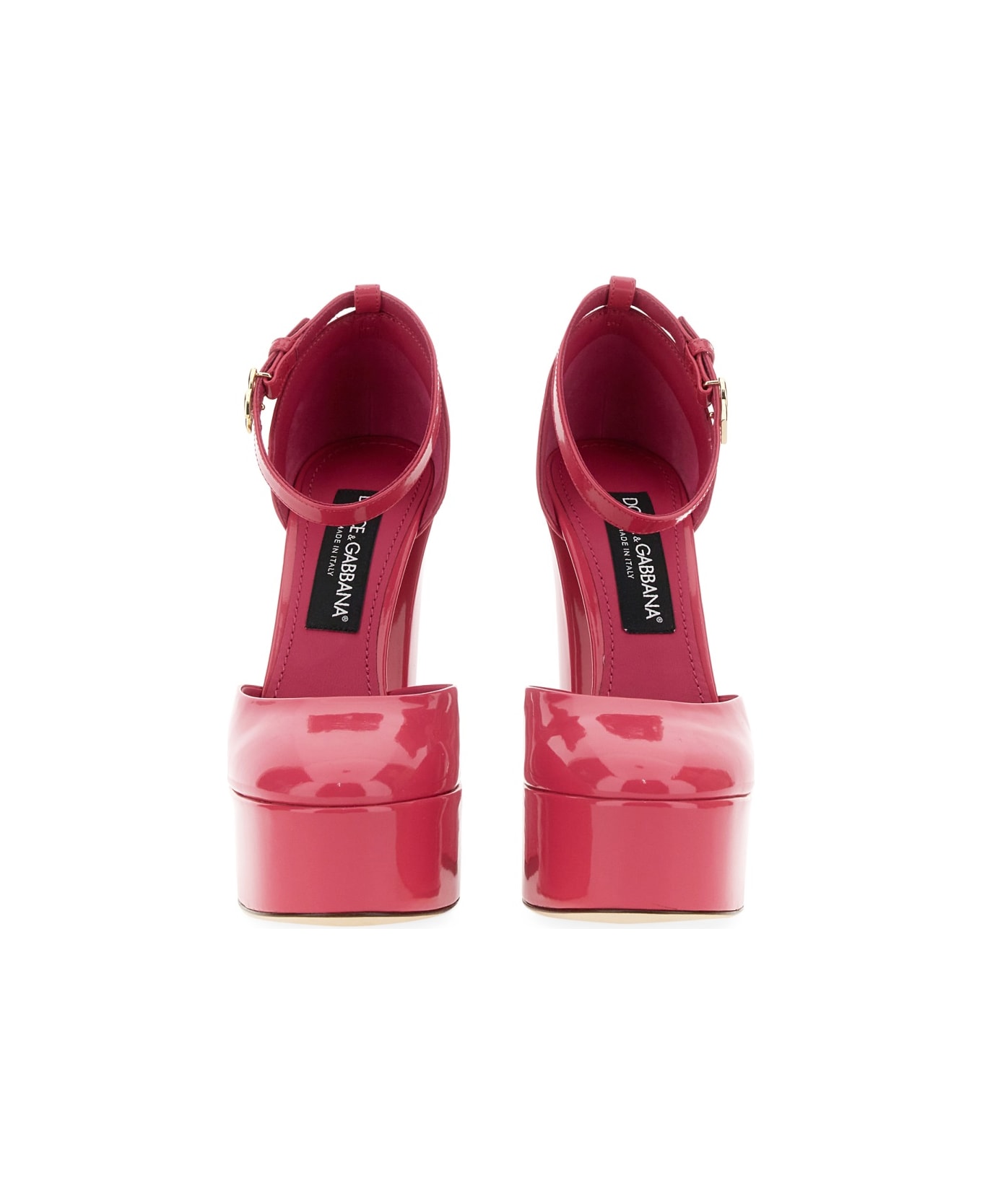 Dolce & Gabbana Glossy Leather Platform Pumps - PINK