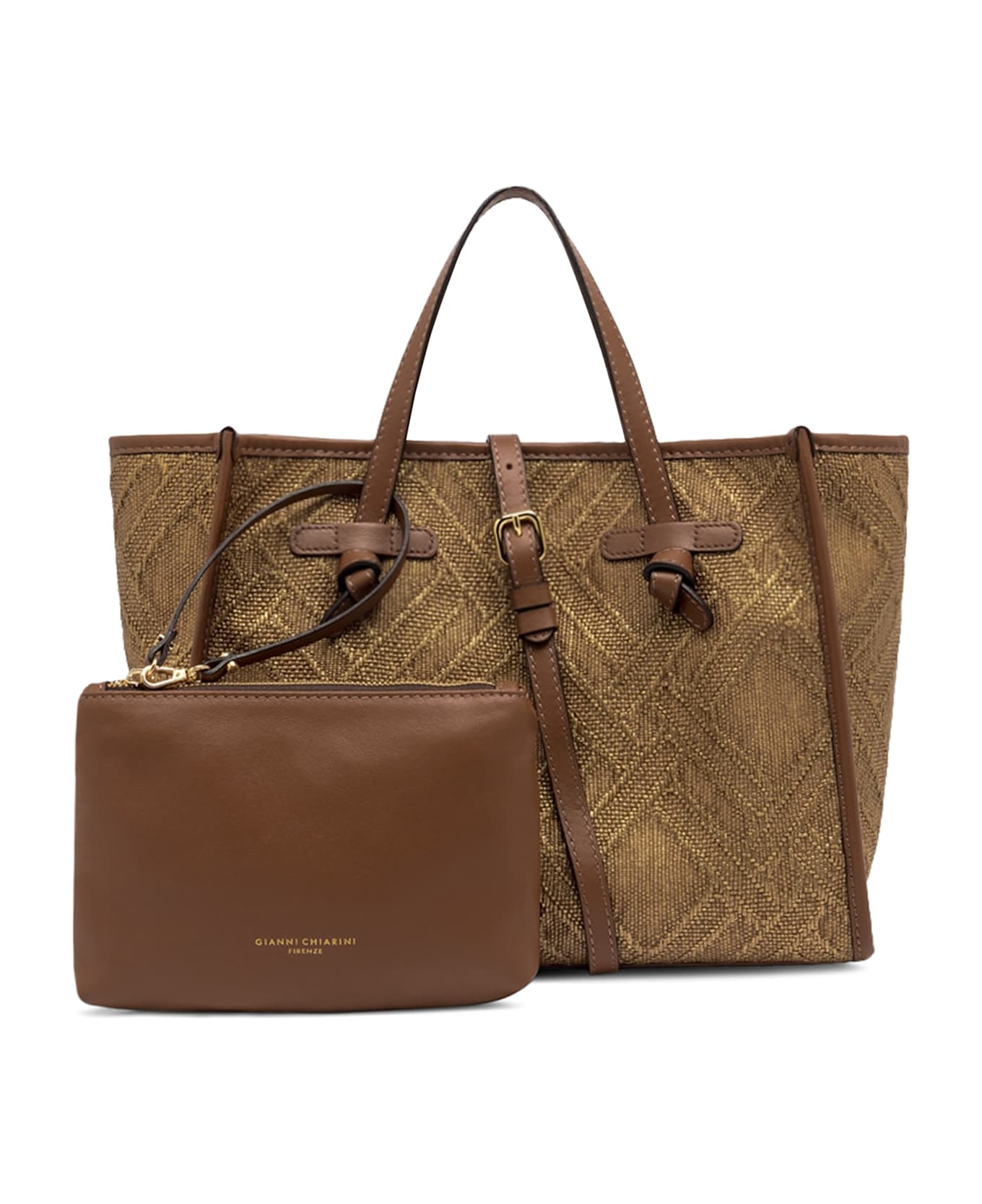 Gianni Chiarini Marcella Canvas And Leather Shopping Bag - Bronze
