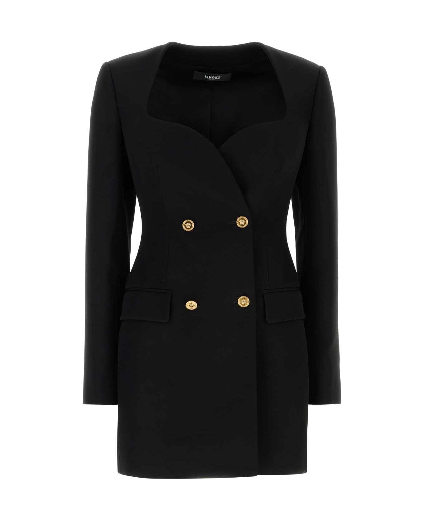 Versace Black Wool Blazer Dress - BLACK
