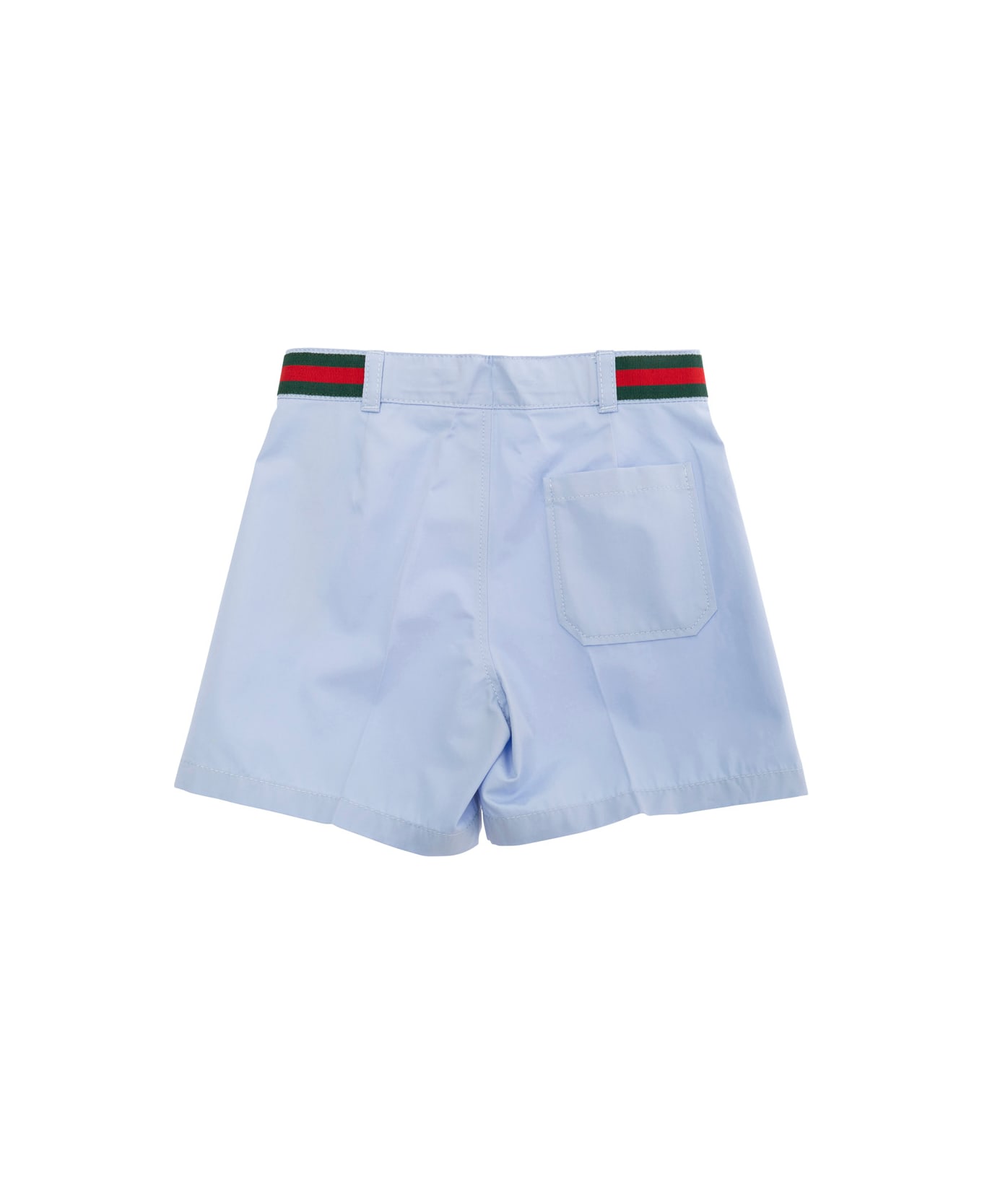 Gucci Light Blue Shorts With Web Detail In Cotton Baby - Light blue