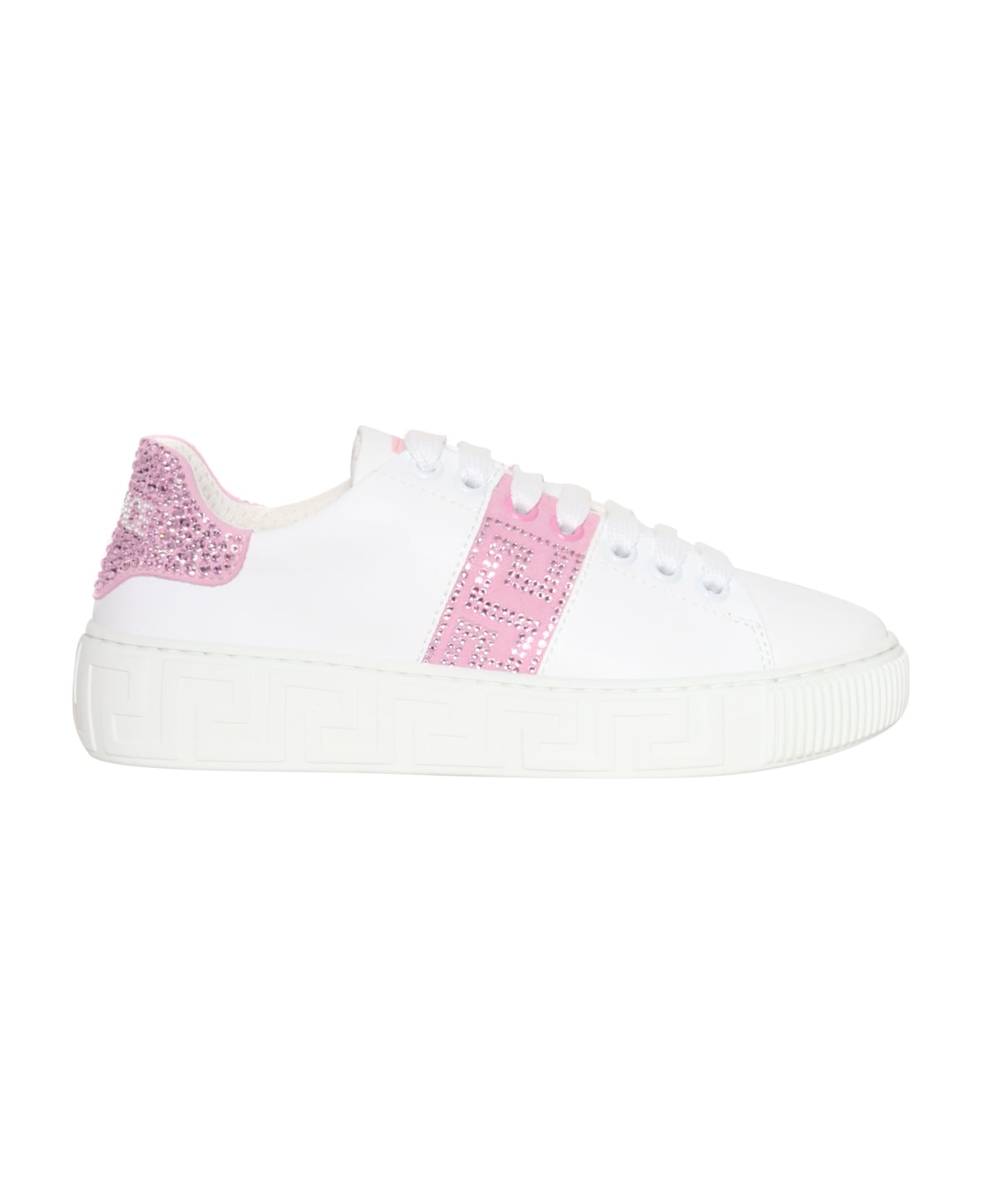 Versace Sneakers With Strass - WHITE