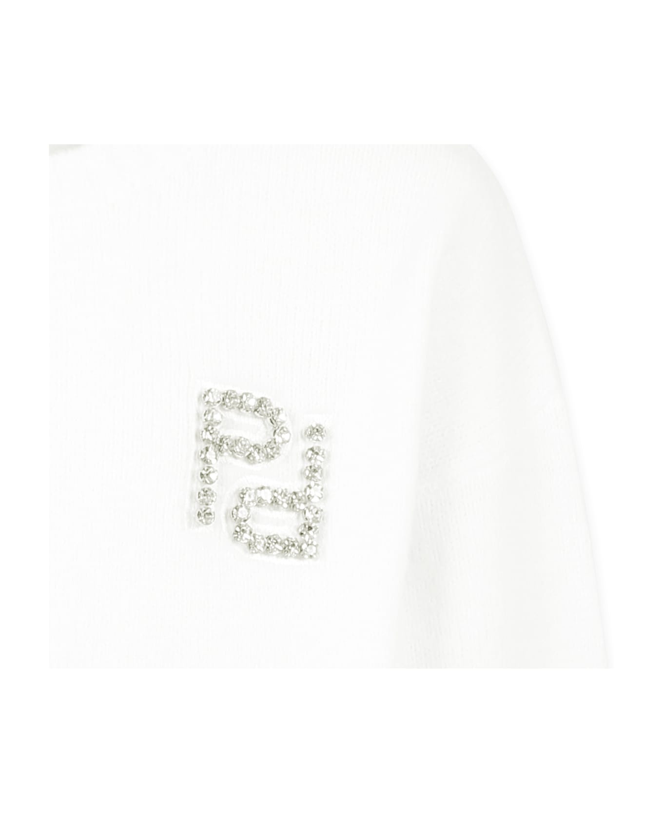 Pinko White Sweater For Girl With Logo - White