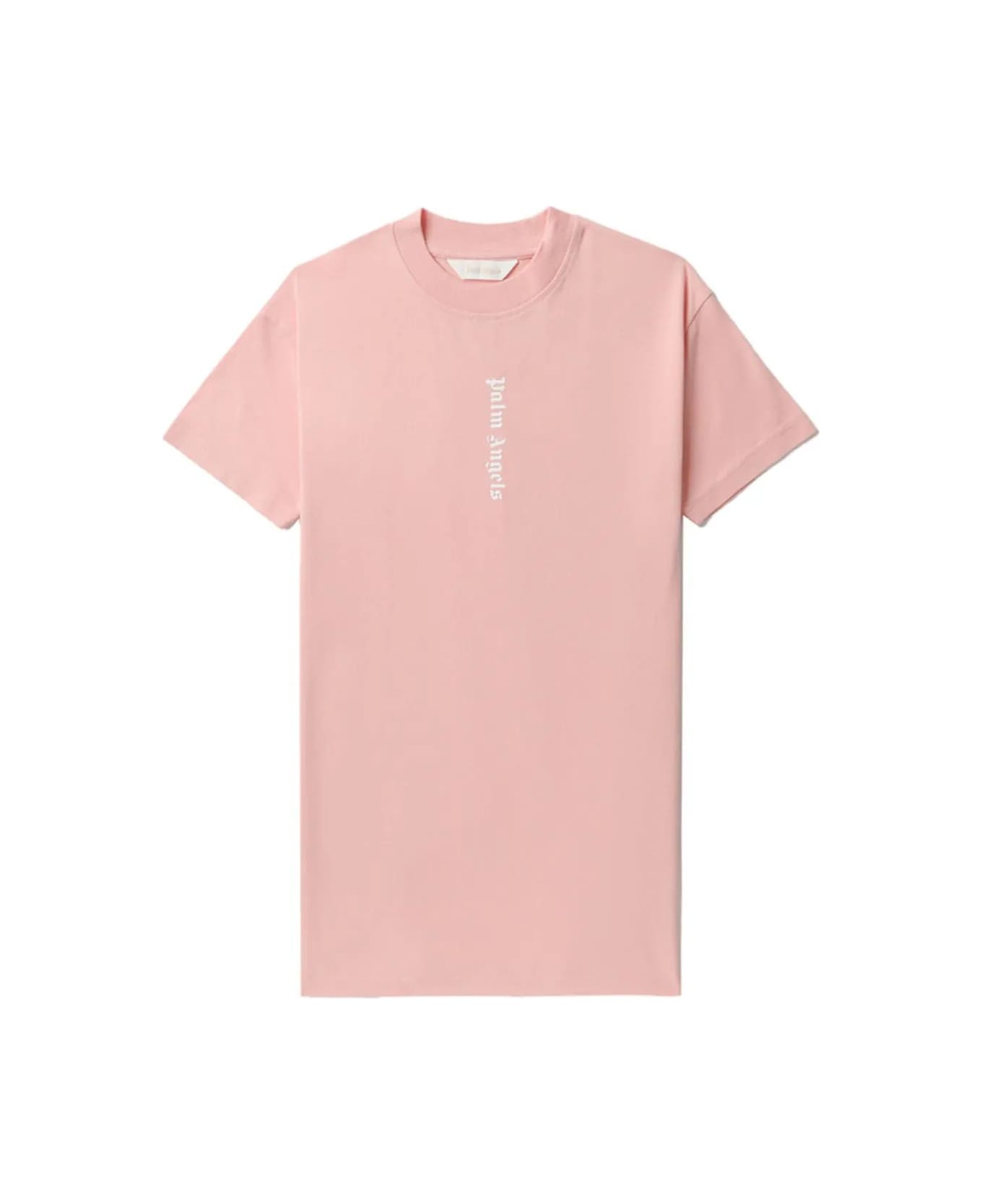 Palm Angels Pink Maxi T-shirt Dress With Front And Back Logo - Pink