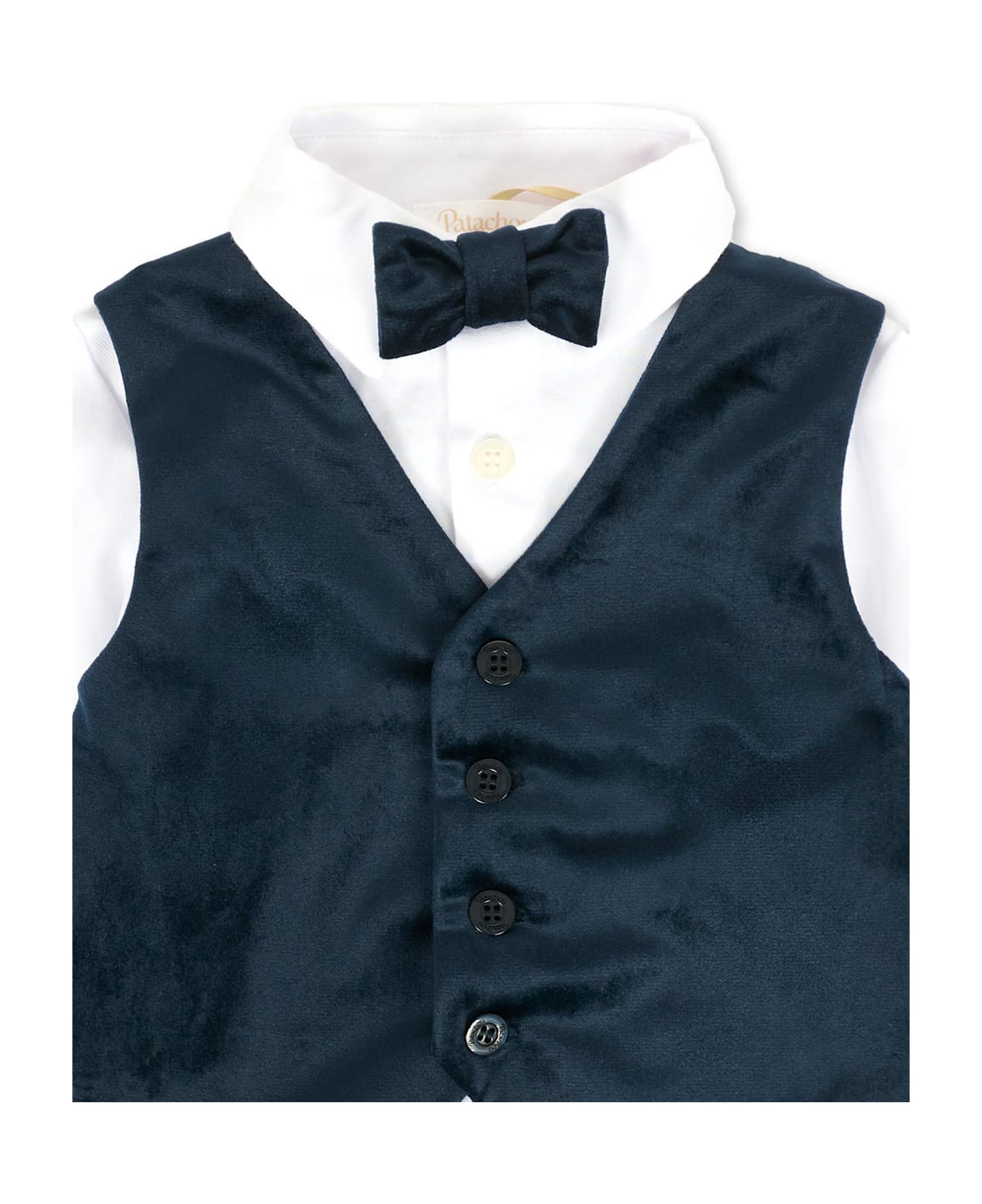 Patachou White Shirt For Baby Boy With Bow Tie - White シャツ
