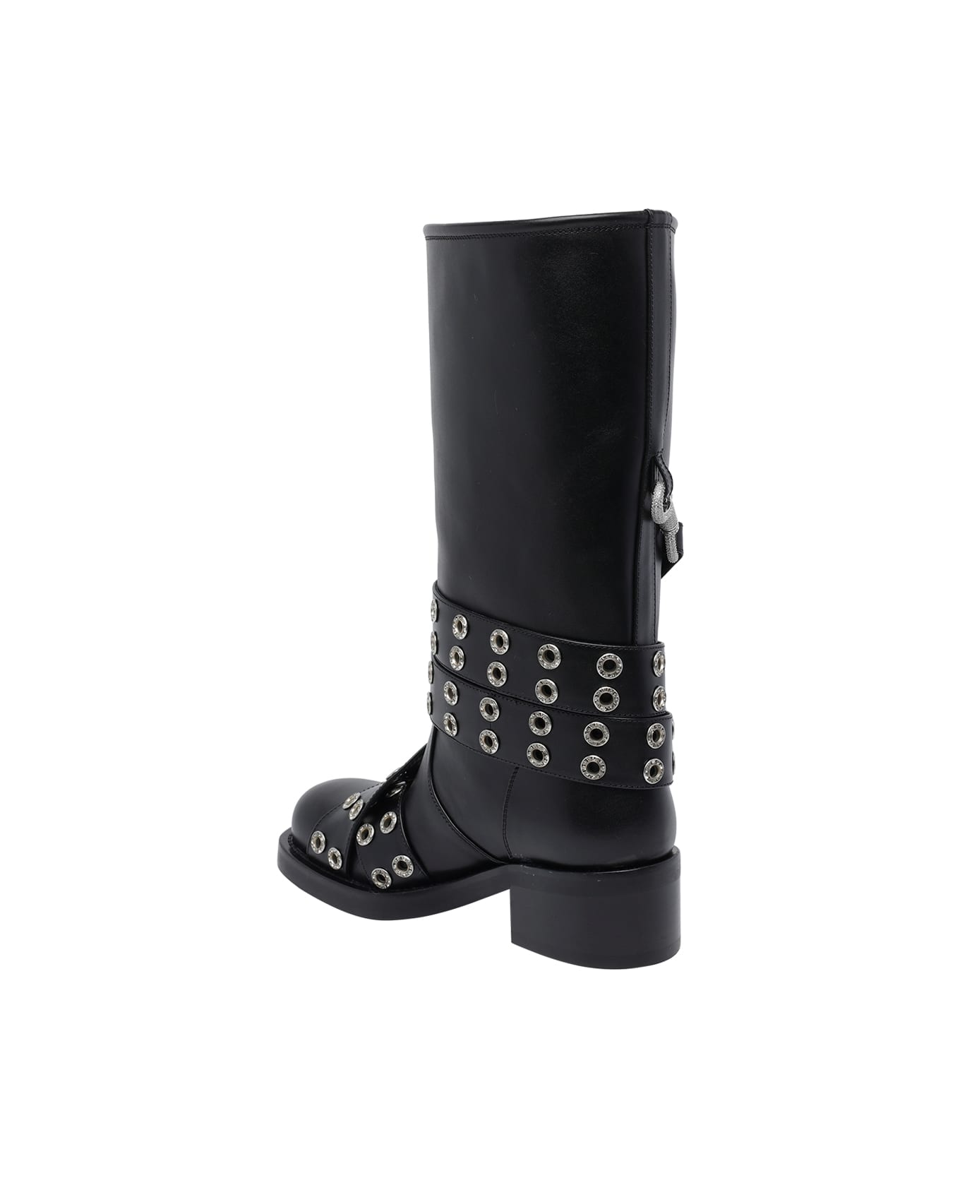 Mach 
Mach Buckle Belt Vintage Leather Combat Boots - Black