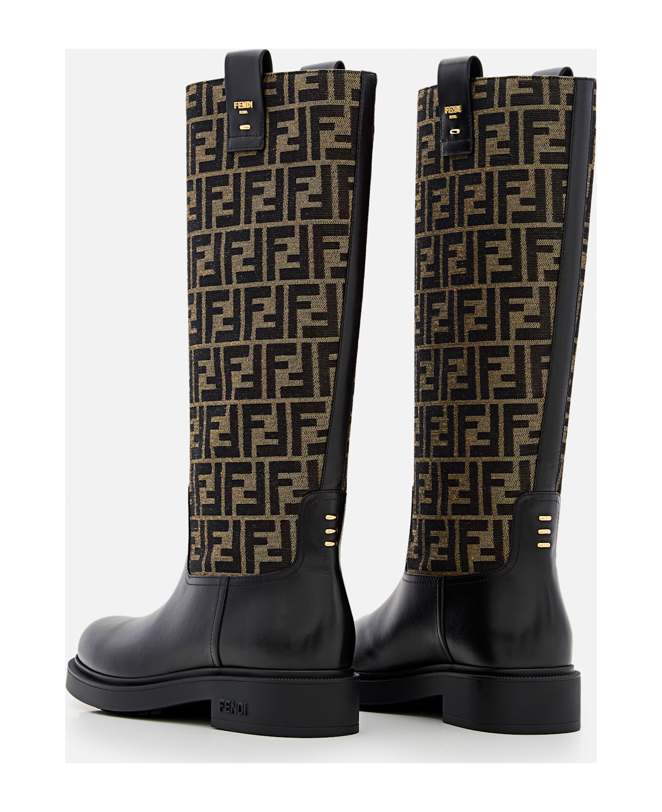 Fendi Ff Jacquard High Boots - Black