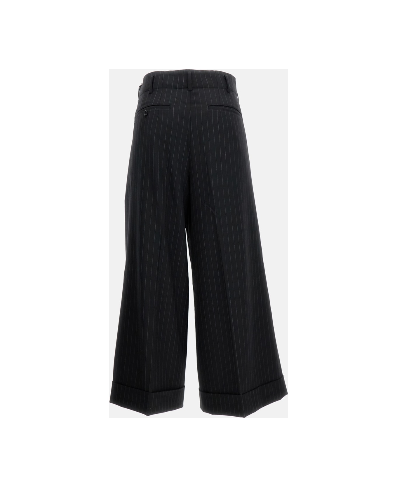 Comme des Garçons Pinstripe Cuffed Trousers - Black