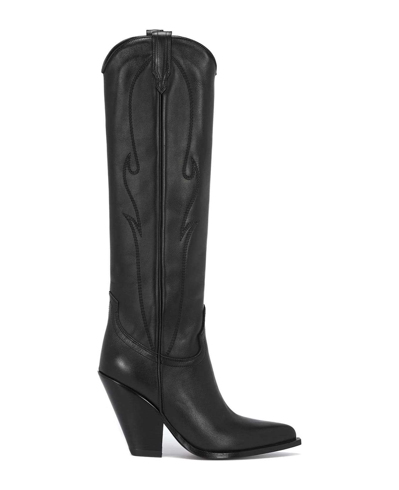 Sonora Texano Rancho Knee Length In Black Leather - BLACK