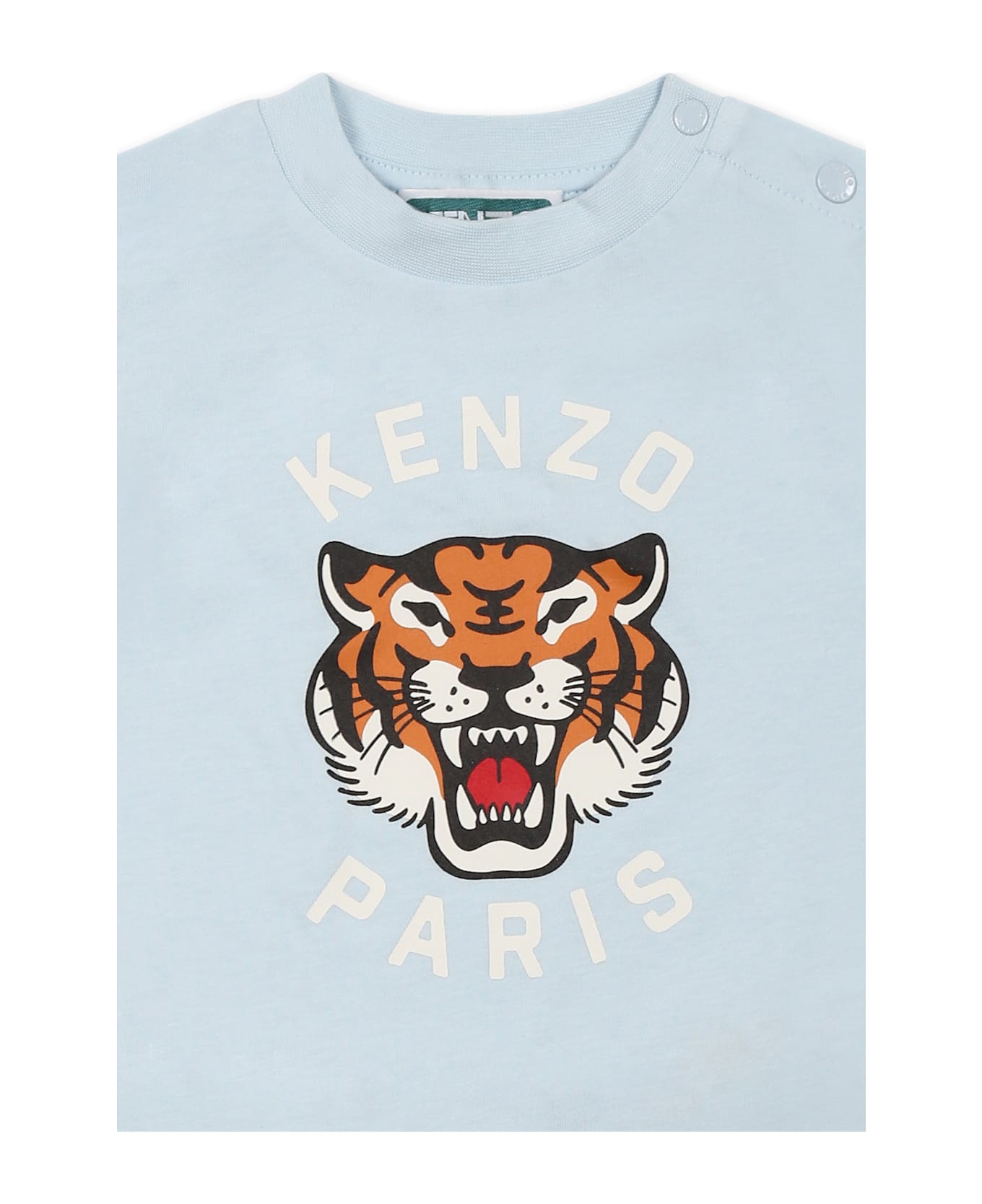 Kenzo Kids Light Blue T-shirt For Baby Boy With Tiger - Light Blue