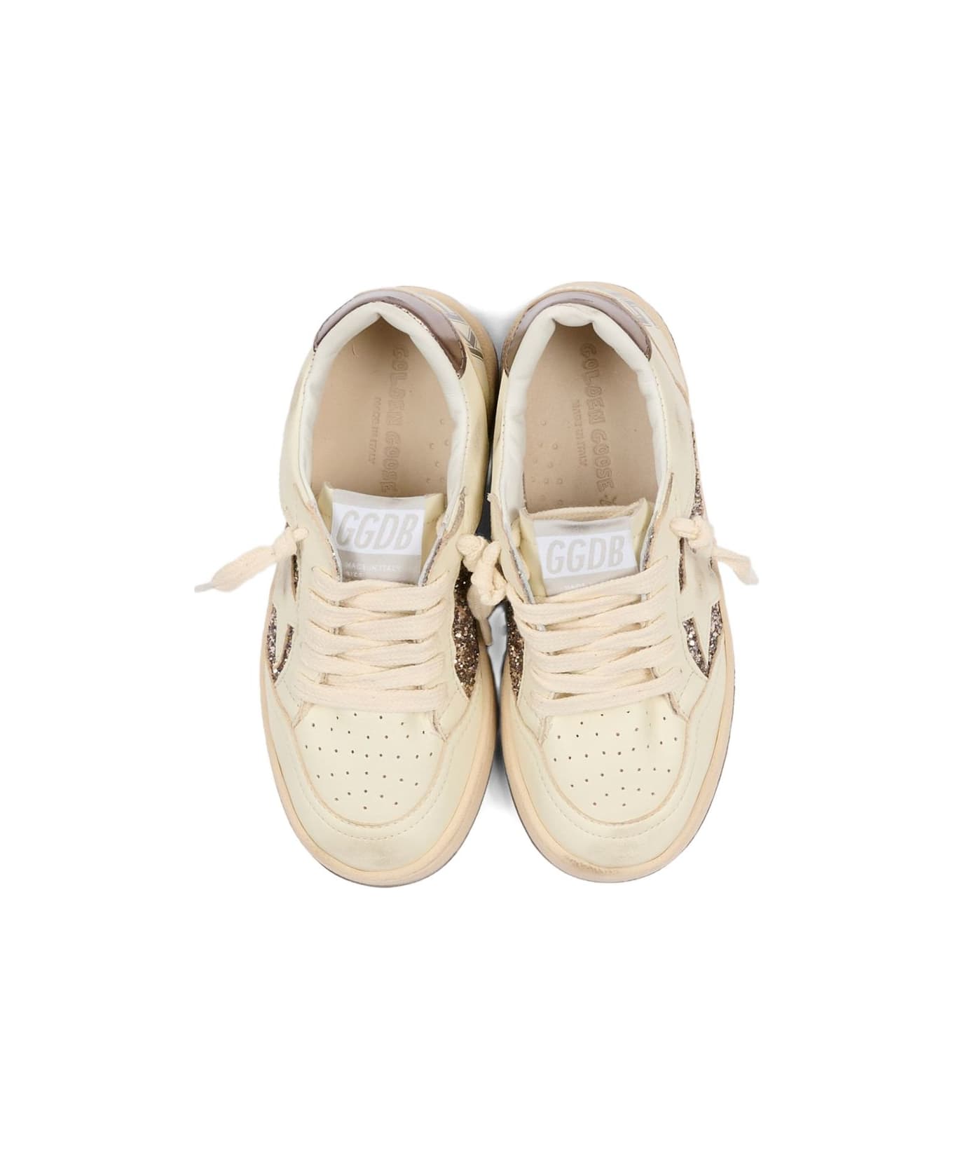 Golden Goose Kids Ball Star Sneakers With Glitter - White