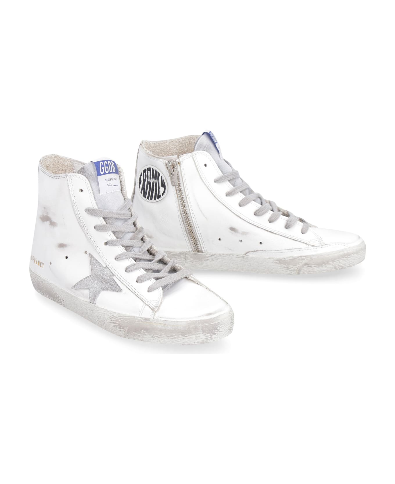 Golden Goose Francy Leather High-top Sneakers - White/silver/milk