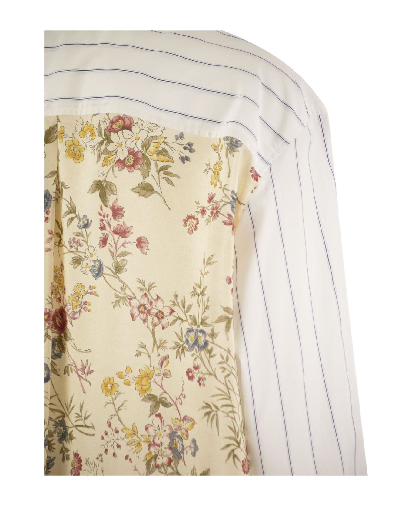 Weekend Max Mara Striped Floral Printed Shirt - Bianco