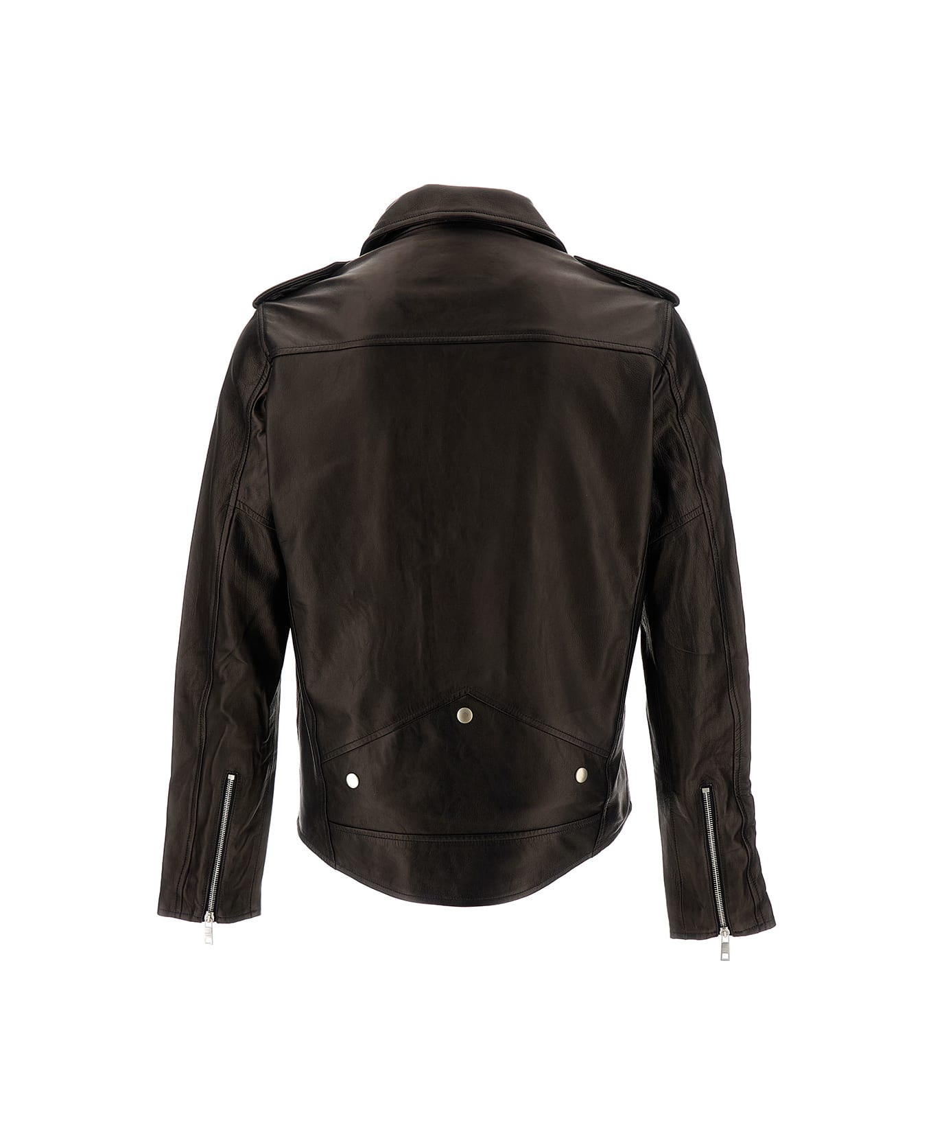 Giorgio Brato Black Zip-up Biker Jacket In Smooth Leather Man - Black